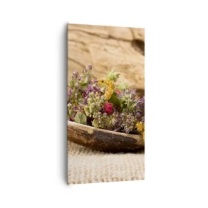 Vászonkép - Színes virágok és illatos gyógynövények - 65x120 cm