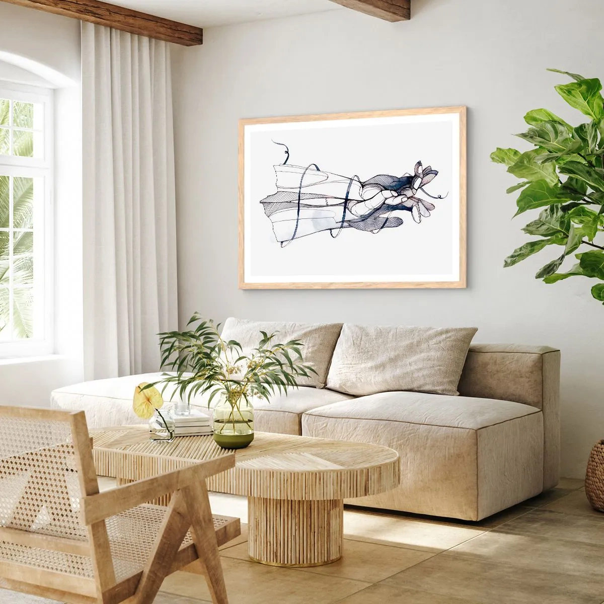 Poszter világos tölgy keretben - Érintés tanulmányozása - 91x61 cm