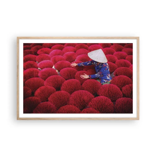 Poszter világos tölgy keretben - A rizsföldön - 91x61 cm