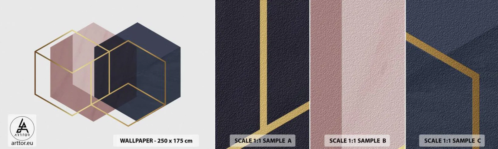 Fotótapéta Minta Öntapadós Deluxe Sticker - Az egyszerűség ereje - Absztrakció, Darab, Hexagén - 100x30 cm