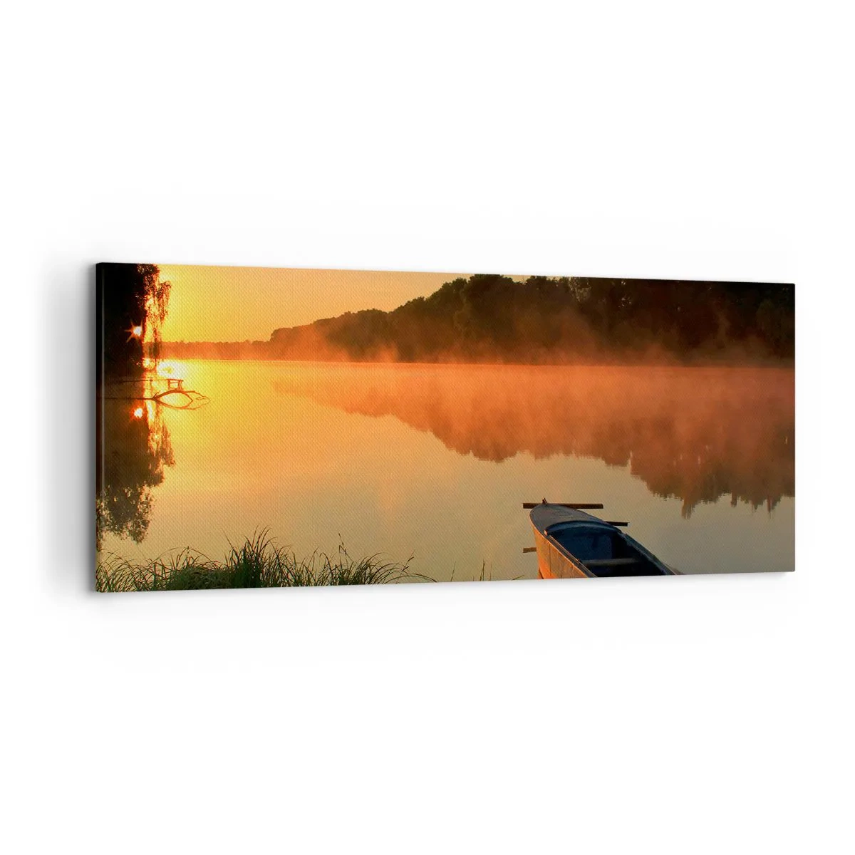 Vászonkép - Napkelte a víz felett, mint egy tükör - 120x50 cm