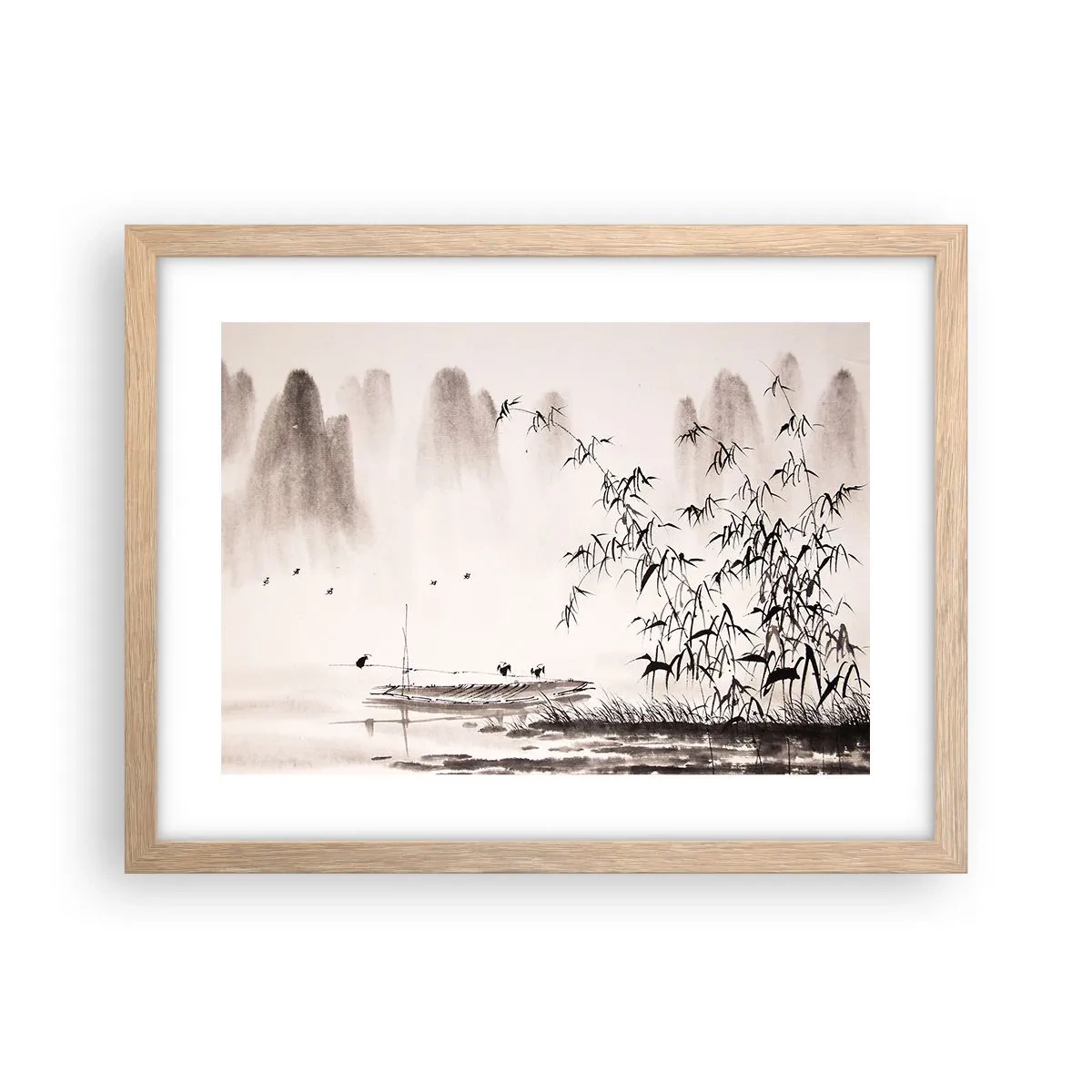 Poszter világos tölgy keretben - A rizsföldek csendje - 40x30 cm