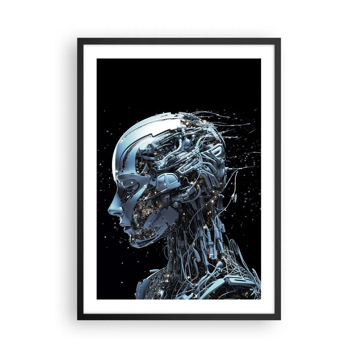 Poszter fehér keretben - Kibernetikus alak futurisztikus stílusban - 50x70cm - A technológia egy nő - Modern fali dekoráció nappalihoz és hálószobához ARTTOR