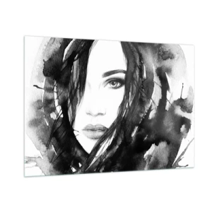 Üveg kép - Fekete-fehér hölgy portréja - 100x70 cm