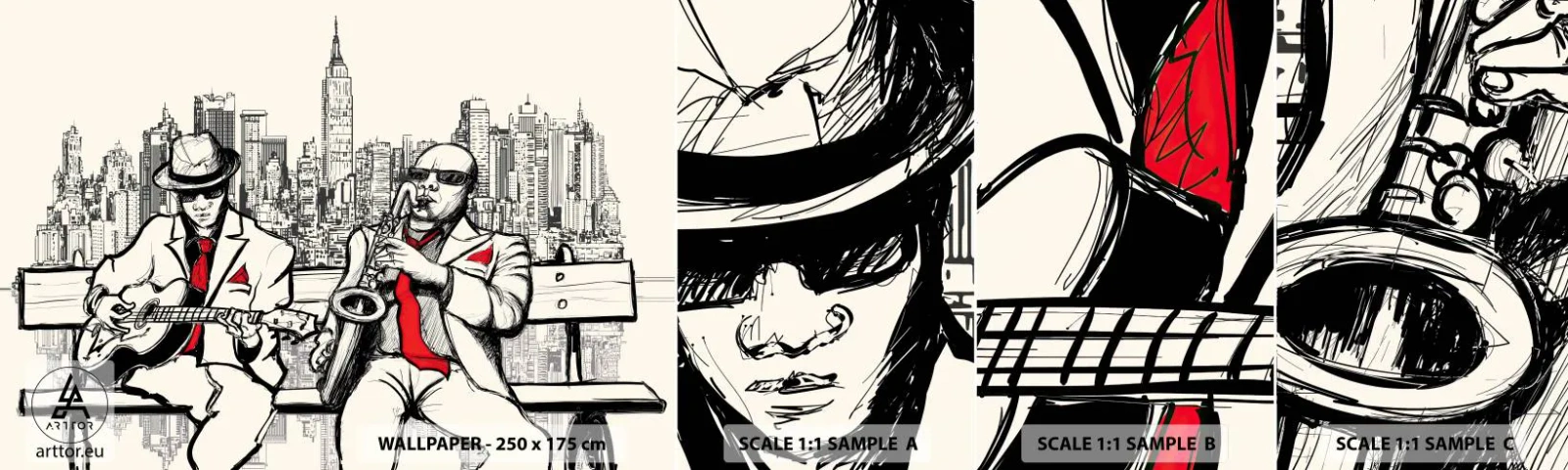 Fotótapéta Minta Öntapadós Deluxe Sticker - New York-i improvizáció - Zene, Dzsessz, New York - 100x30 cm