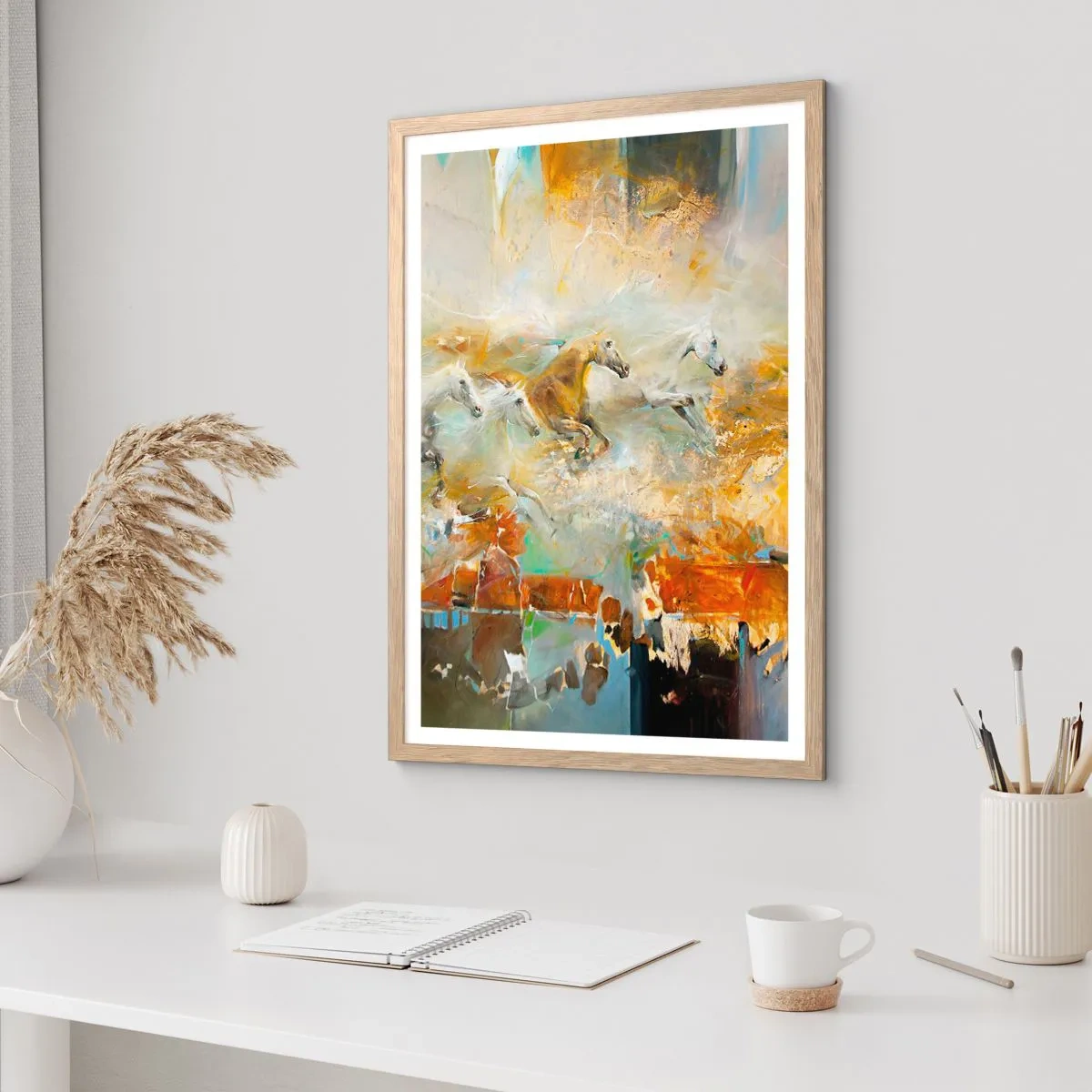 Poszter világos tölgy keretben - Vágta a fényen át  - 70x100 cm