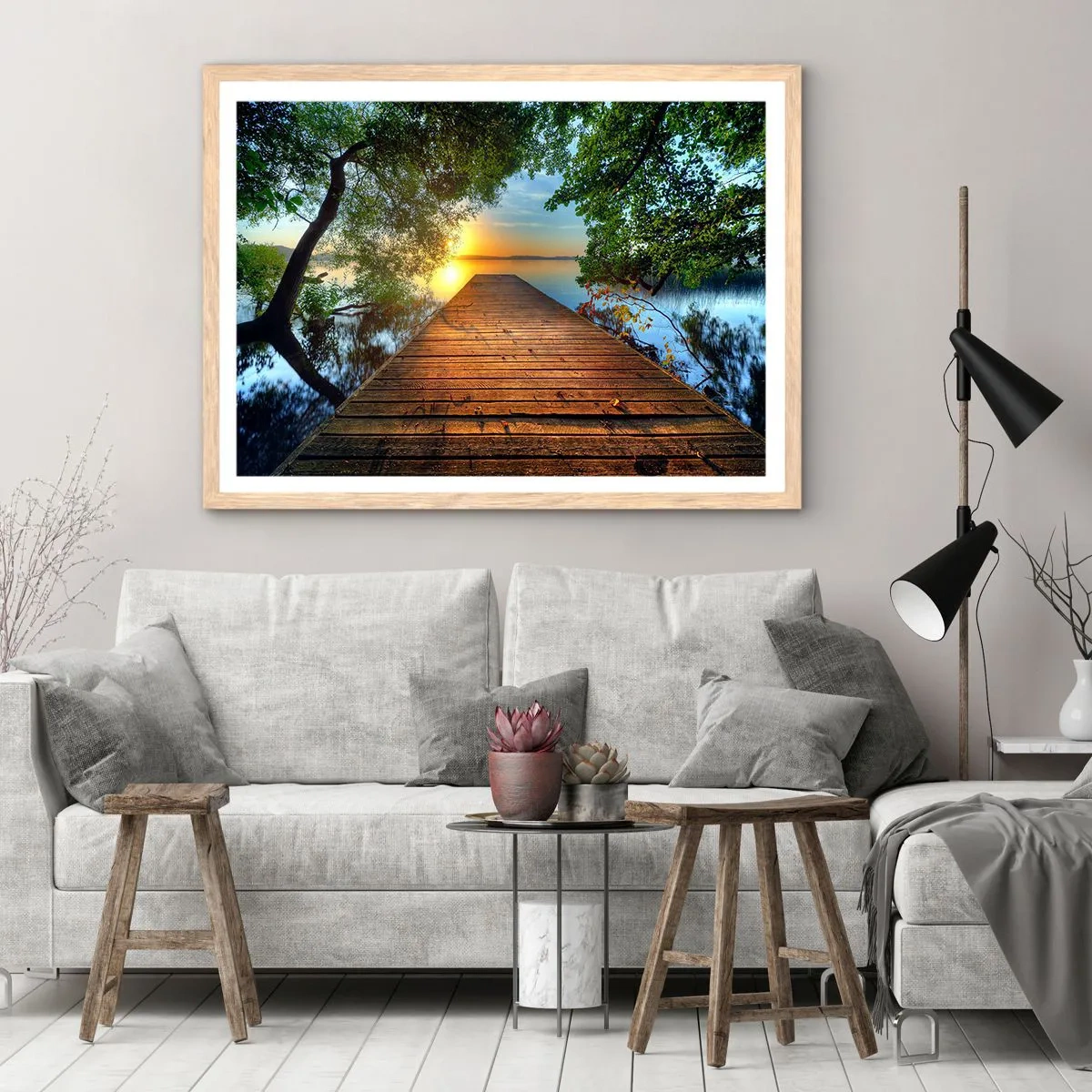 Poszter világos tölgy keretben - Ne siess, ülj le - 70x50 cm