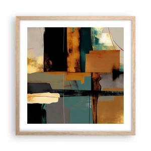 Poszter világos tölgy keretben - Absztrakció - fény és árnyék - 50x50 cm