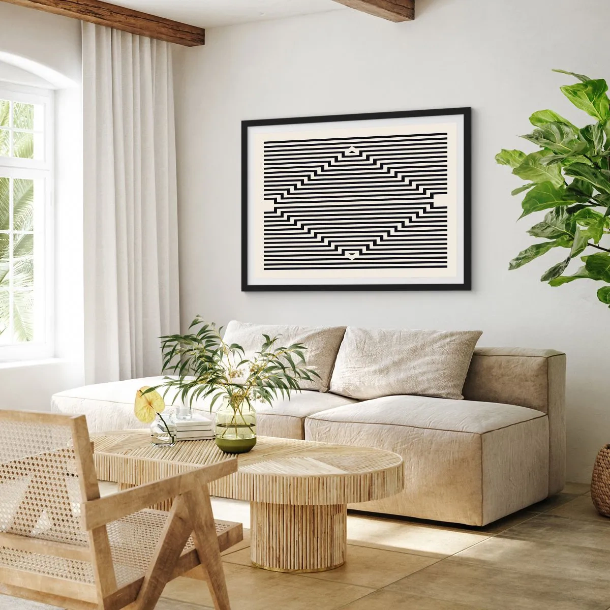 Poszter fehér keretben - Geometrikus illúzió - 70x50 cm