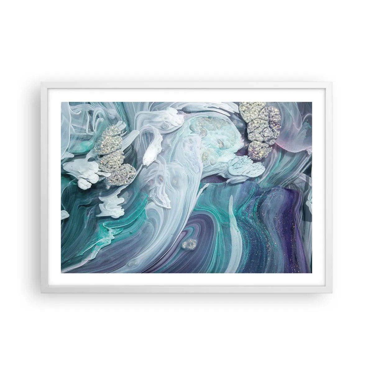 Poszter fekete keretben - Kék áramlatok - 70x50 cm