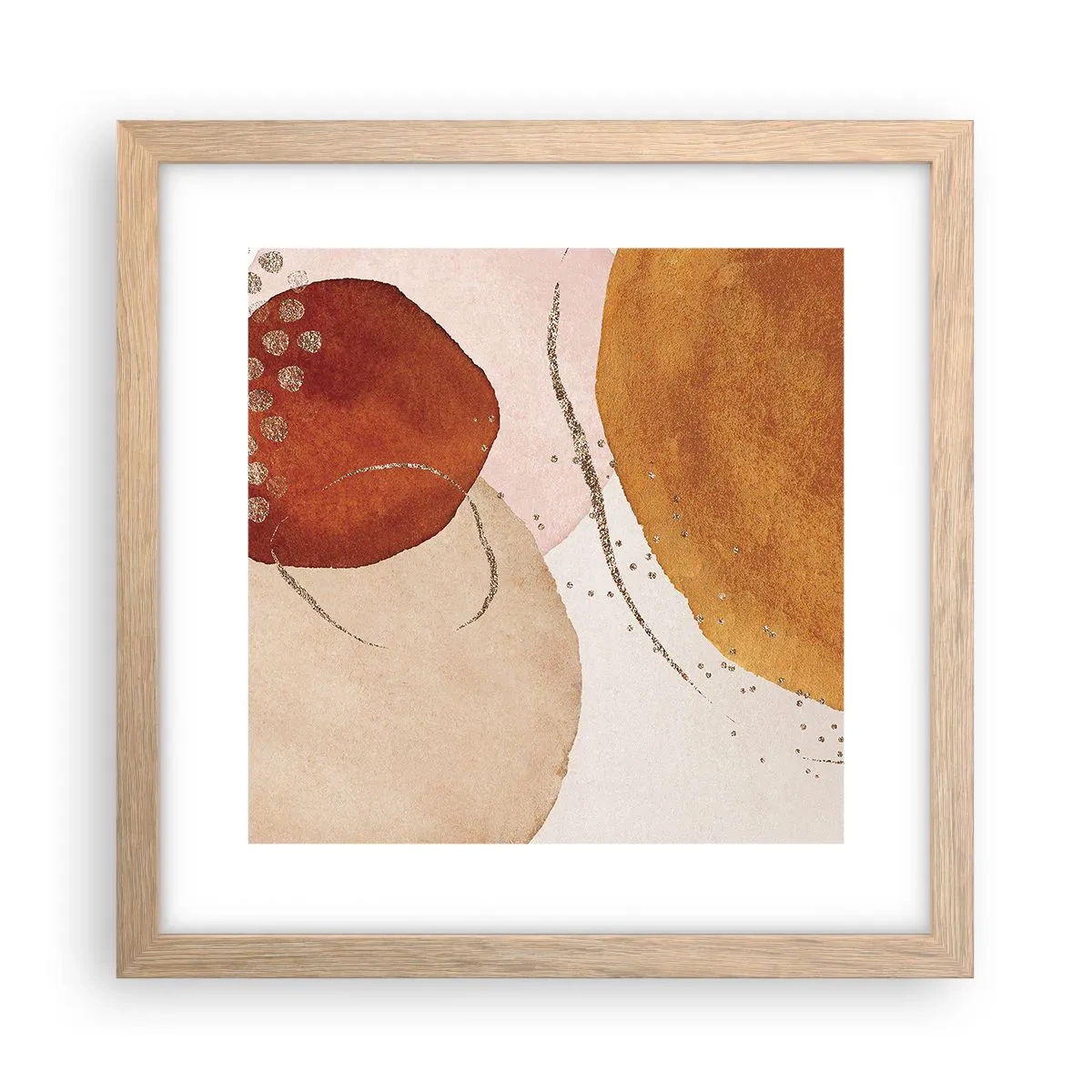 Poszter világos tölgy keretben - Gömbölyűség és mozgás - 30x30 cm