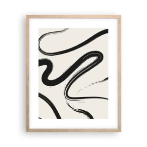 Poszter világos tölgy keretben - Fekete-fehér rajongás - 40x50 cm