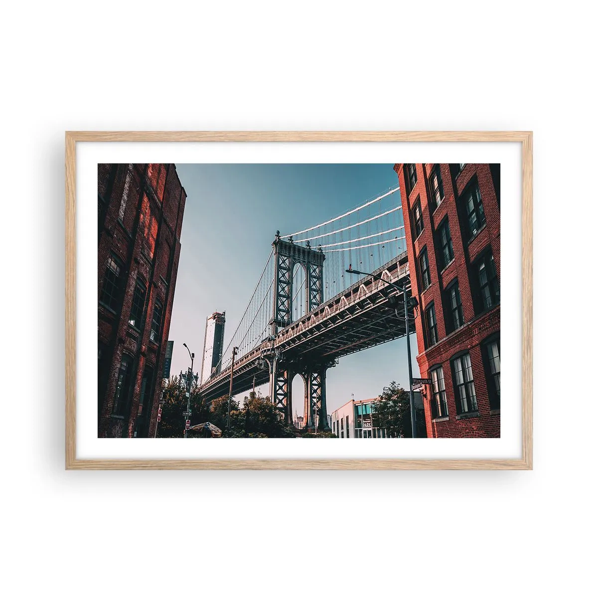 Poszter világos tölgy keretben - A város hullámai fölött - 70x50 cm