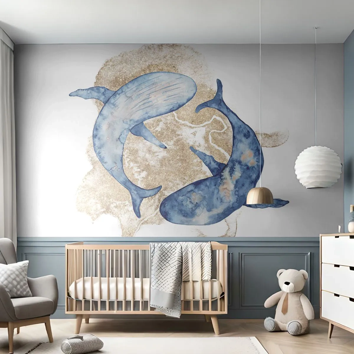 Fotótapéta Premium Sand - Barátság vagy szerelem? - Delfinek, Absztrakció, Darab - 450x315 cm