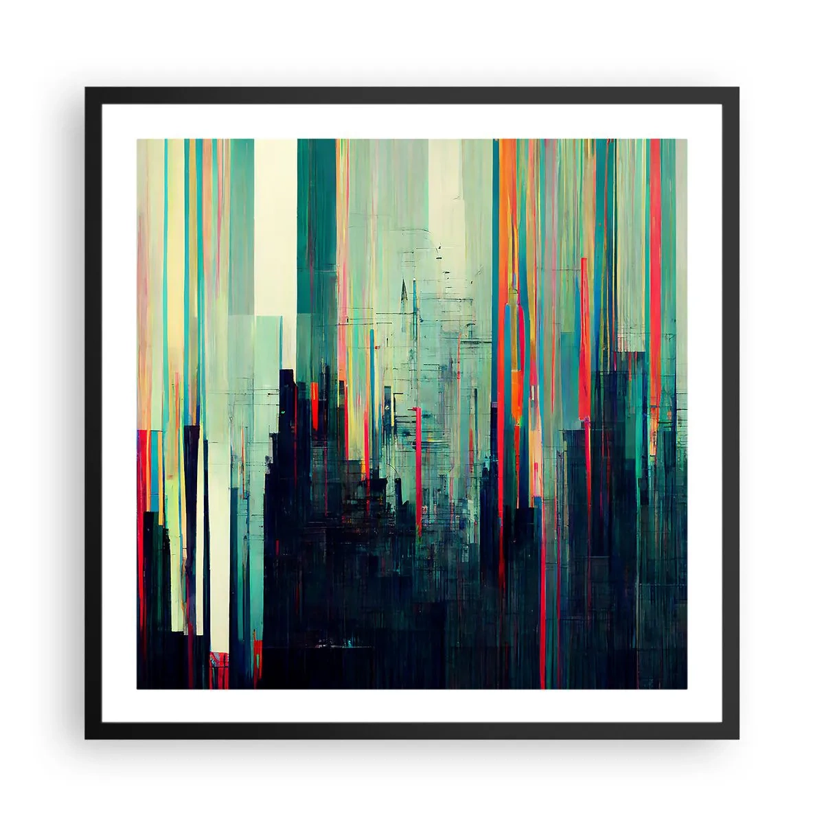 Poszter fehér keretben - Futurisztikus város - 60x60 cm
