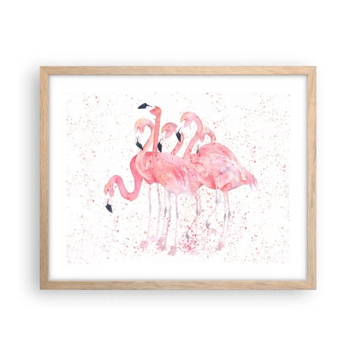 Poszter világos tölgy keretben - Rózsaszín együttes - 50x40 cm