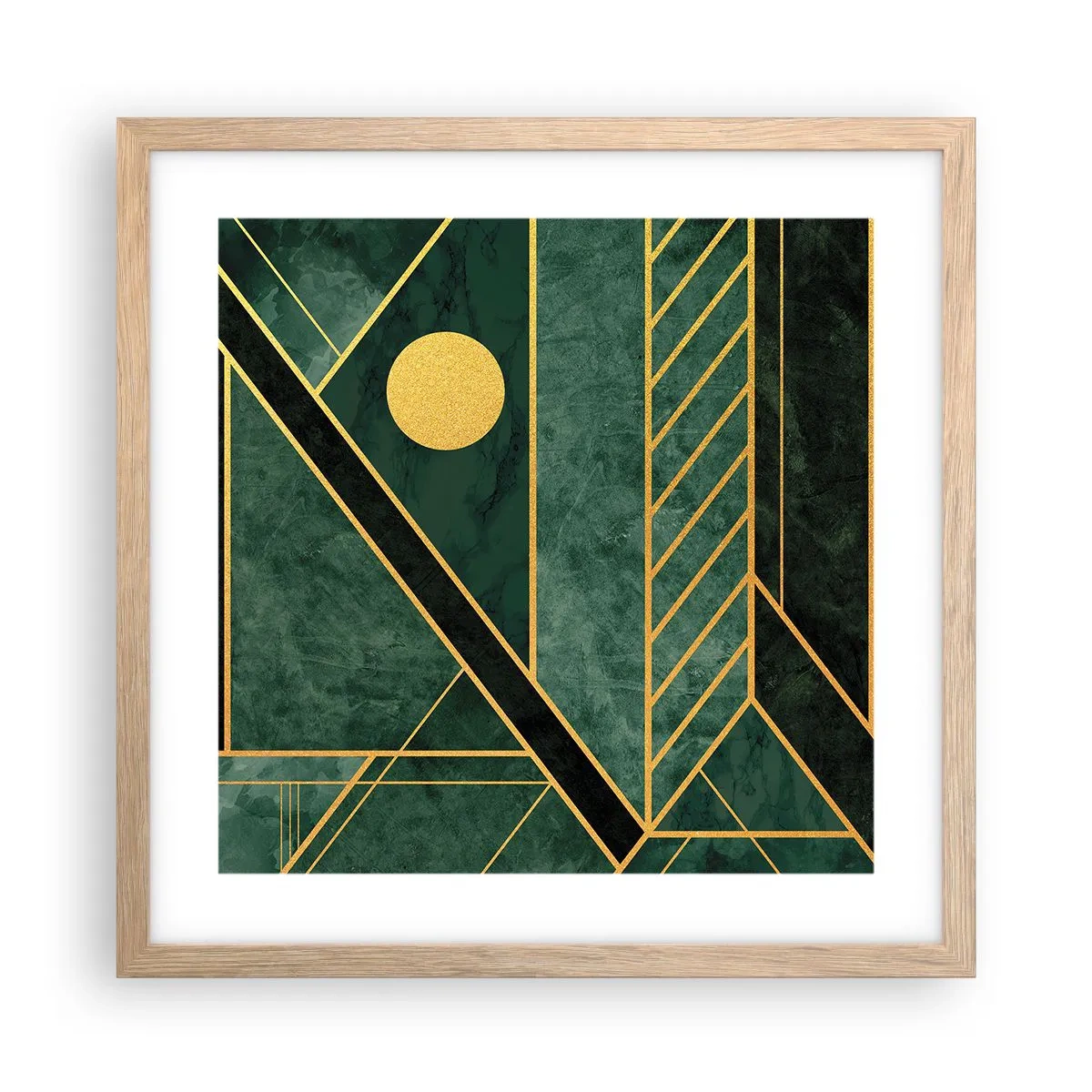 Poszter világos tölgy keretben - Az arany és azúrkék dinamikája - 40x40 cm