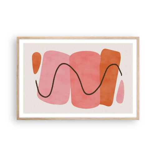 Poszter világos tölgy keretben - Formák szelíd mozgása - 91x61 cm