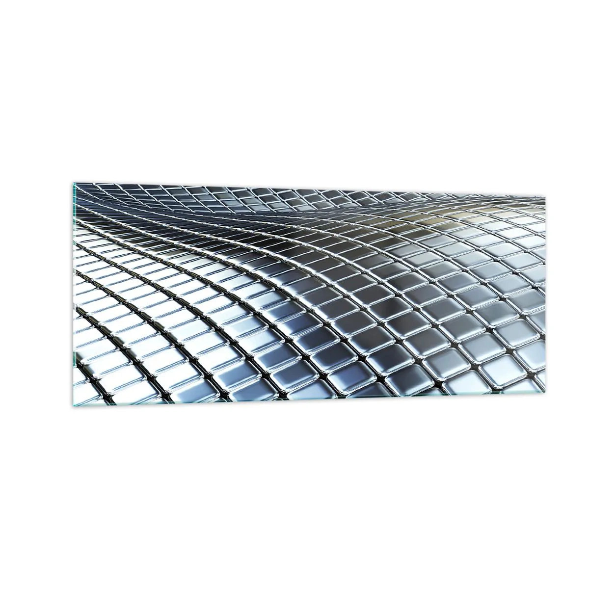 Üveg kép - Fémes ezüst hullám - 100x40 cm