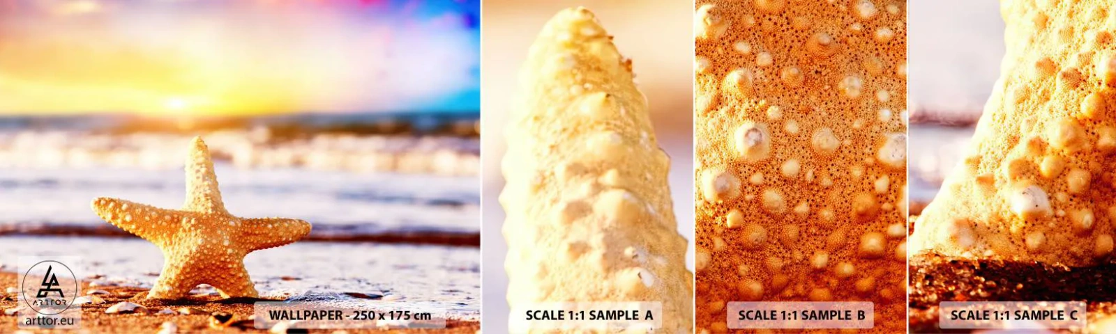 Fotótapéta Minta Öntapadós Deluxe Sticker - Tengeri ajándék - Tengeri csillag, Strand, óceán - 100x30 cm