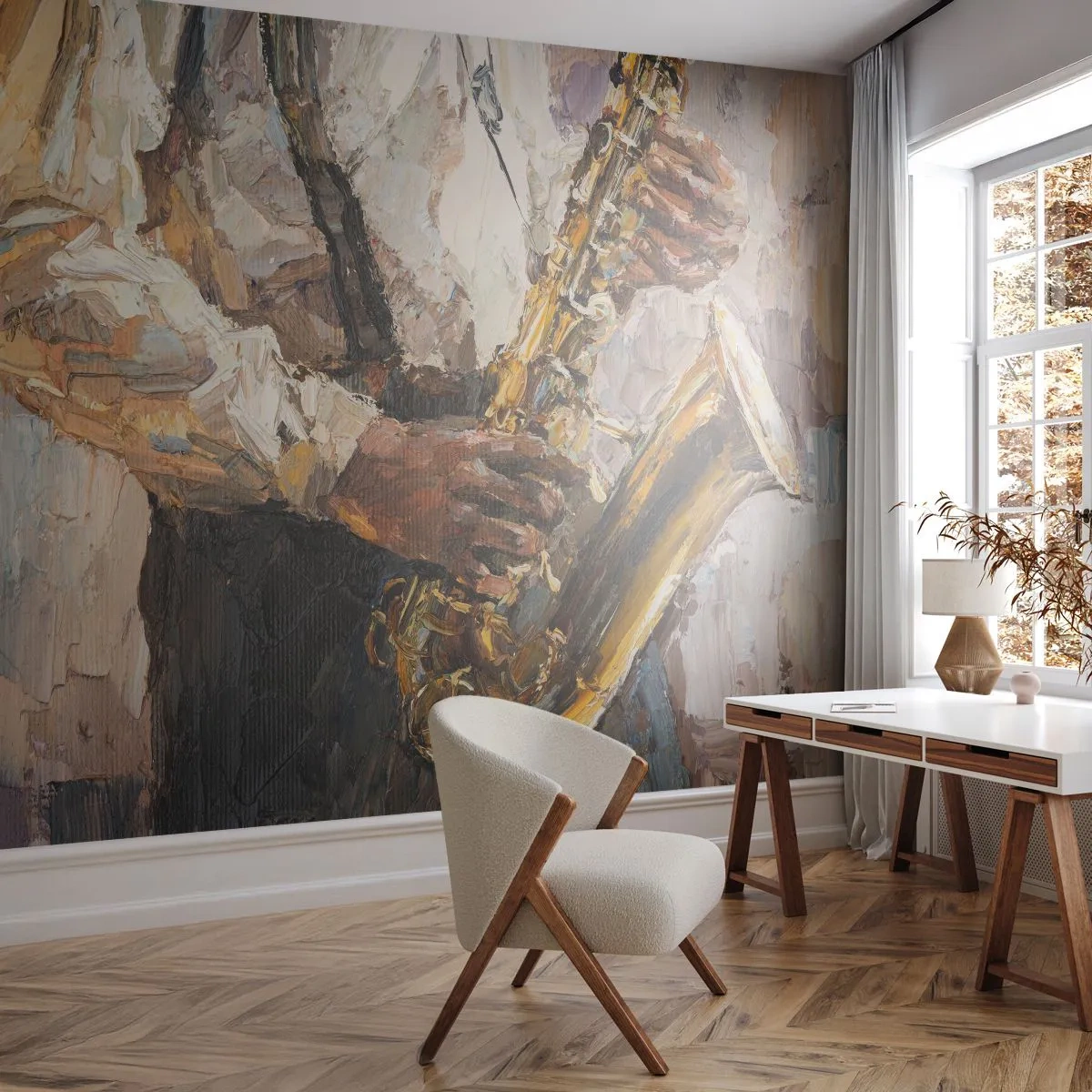 Fotótapéta Premium Canvas - Itt az idő egy szólóra - Szaxofon, Zene, Festmény - 250x175 cm