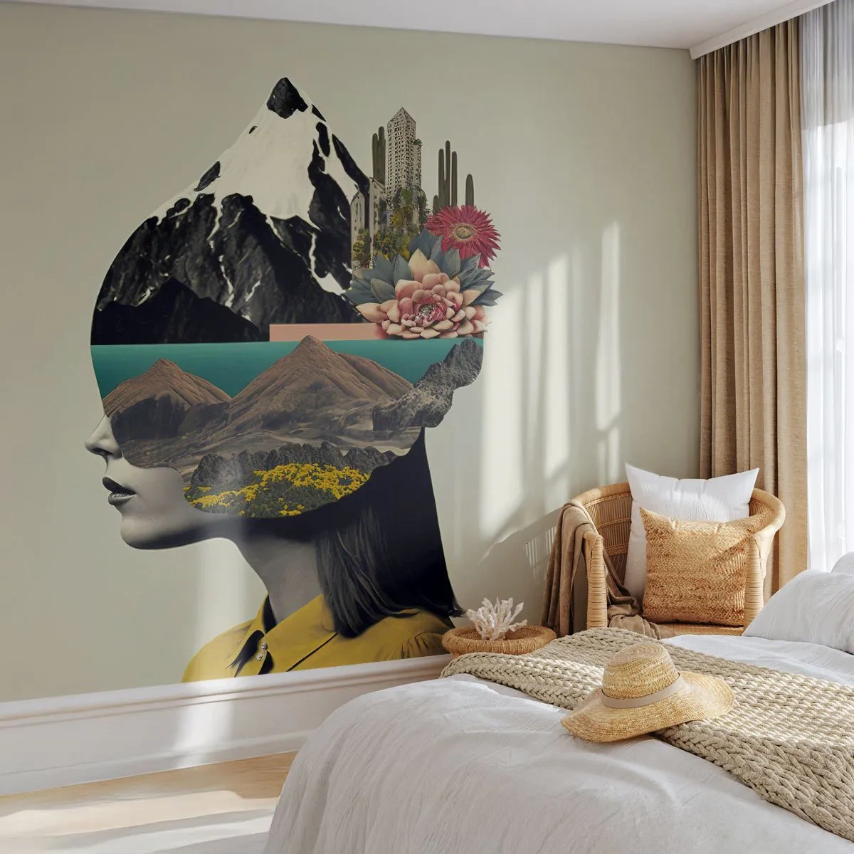 Fotótapéta Premium Canvas - Nő - mindig rejtély - Hegyek, Ész, Fej - 250x175 cm