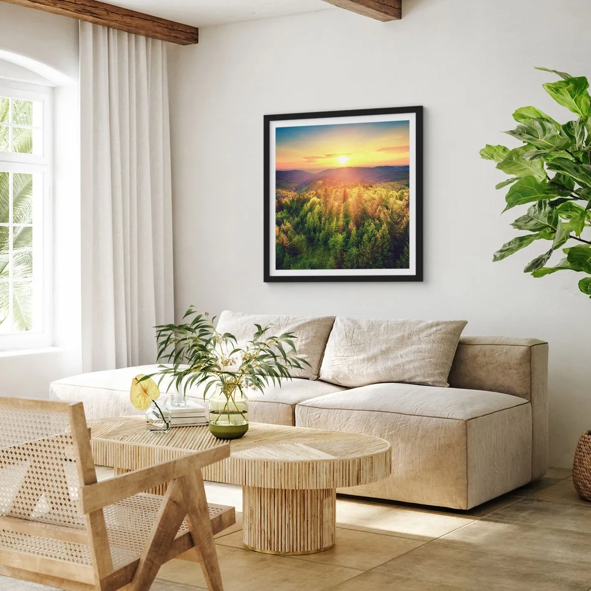 Poszter fehér keretben - Hegytetők és csúcsok - 60x60 cm