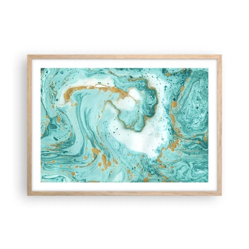 Poszter világos tölgy keretben - Az Edo-korszak nagy hulláma alatt - 70x50 cm