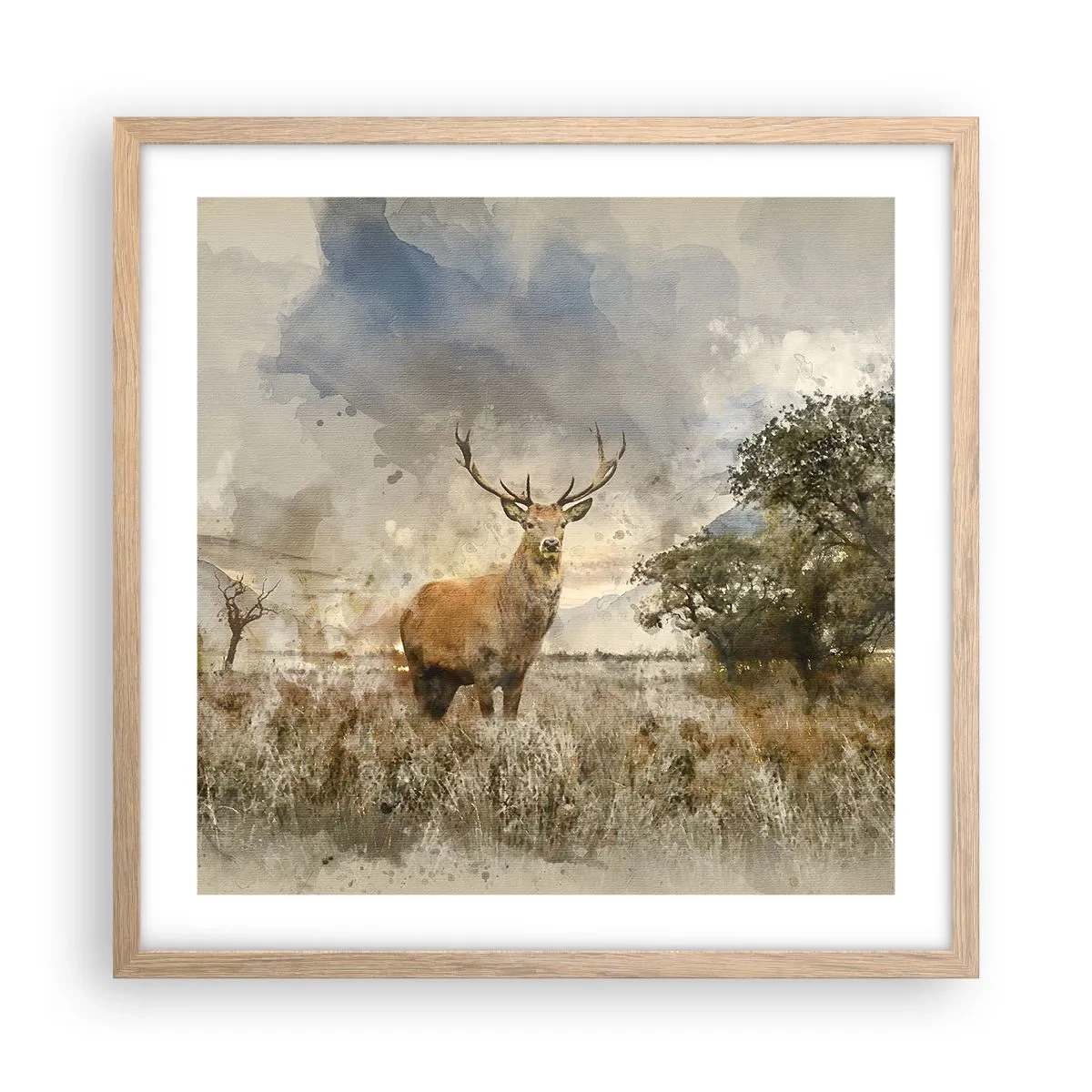 Poszter világos tölgy keretben - Becsület – erő – méltóság - 50x50 cm