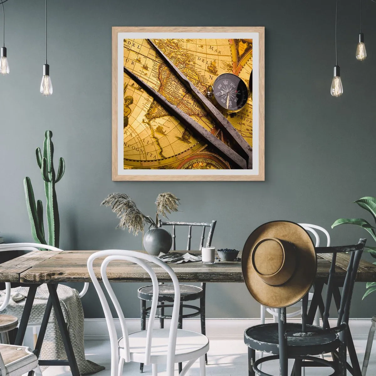 Poszter világos tölgy keretben - Hol vannak ezek a kincsek? - 50x50 cm