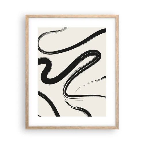 Poszter világos tölgy keretben - Fekete-fehér rajongás - 40x50 cm