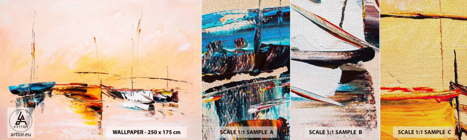 Fotótapéta Minta Premium Canvas - Egy este a kikötőben - Csónakok, Vitorlások, Darab - 100x30 cm