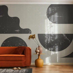 Fotótapéta Premium Sand - Kompozíció fent és lent - Absztrakció, Fekete és fehér, Idős - 400x280 cm