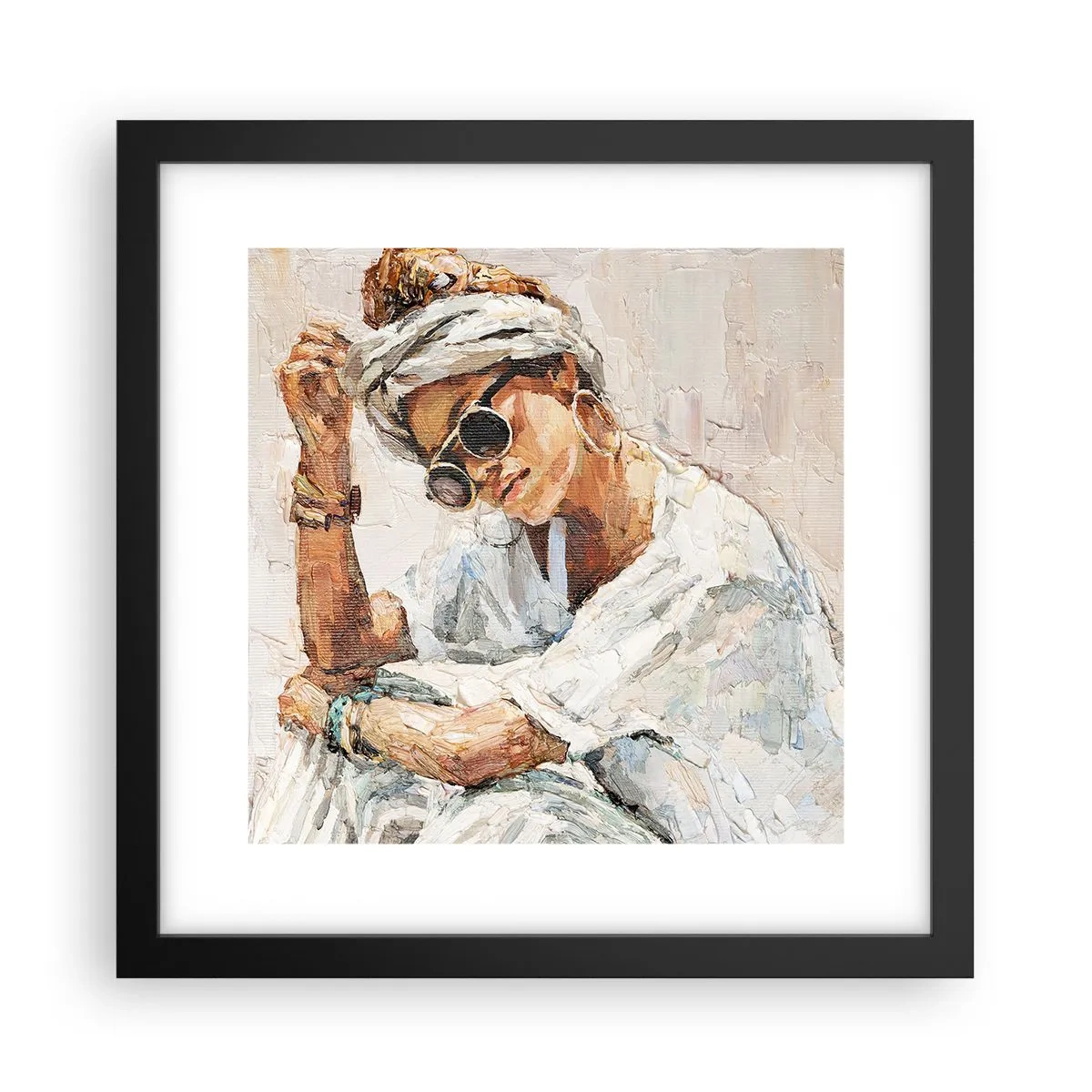 Poszter fehér keretben - Portré teljes napfényben - 30x30 cm