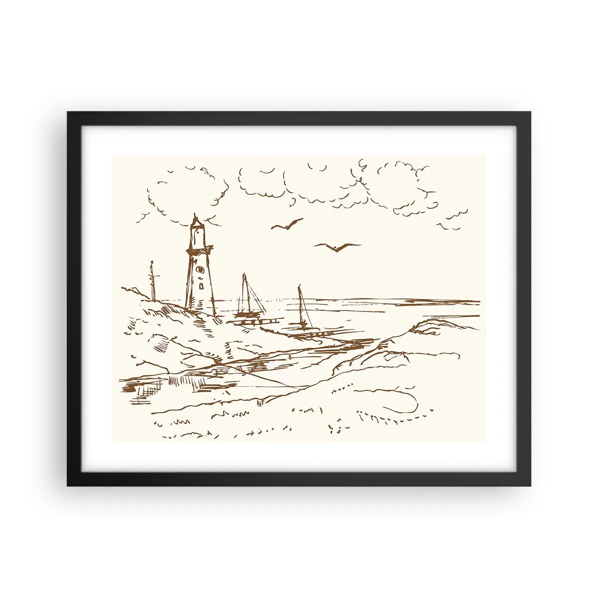 Poszter fehér keretben - A nyár emlékeinek vázlata - 50x40 cm