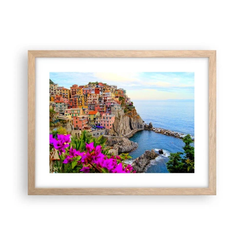 Poszter világos tölgy keretben - Nevető város - 40x30 cm