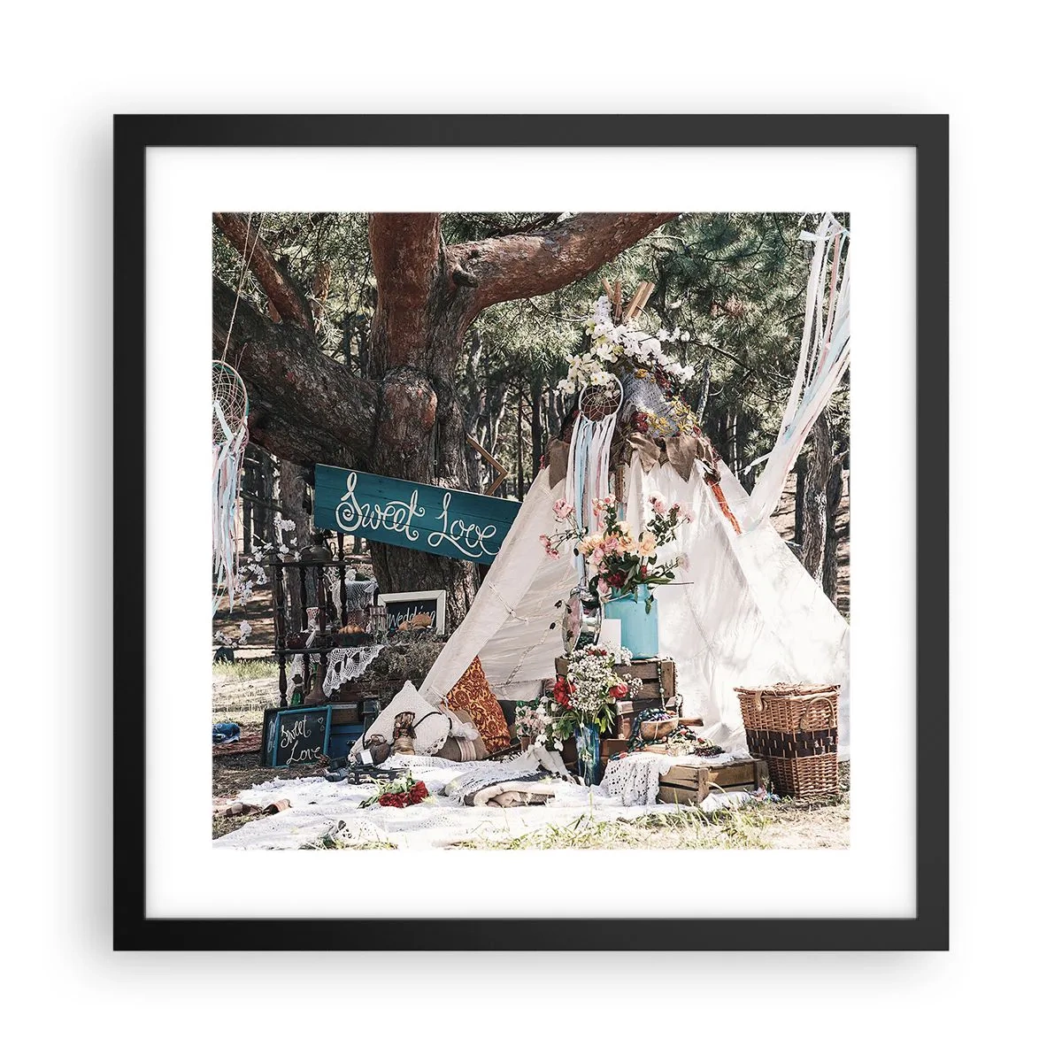 Poszter fehér keretben - Make love… - 40x40 cm