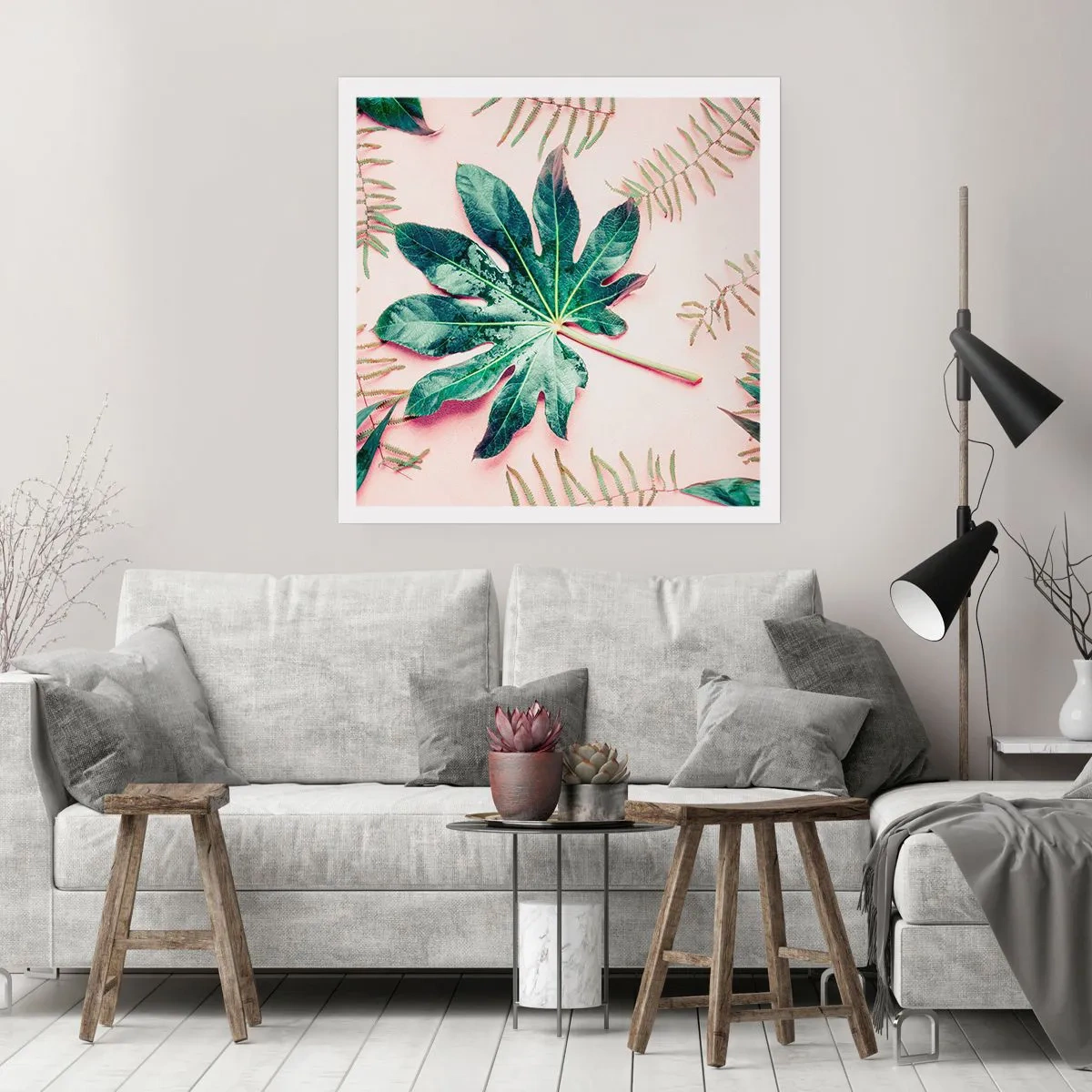 Poszter - A zöld tanulmánya a rózsaszín háttérben - 40x40 cm