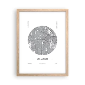 Poszter világos tölgy keretben - Los Angeles anatómiája - 30x40 cm