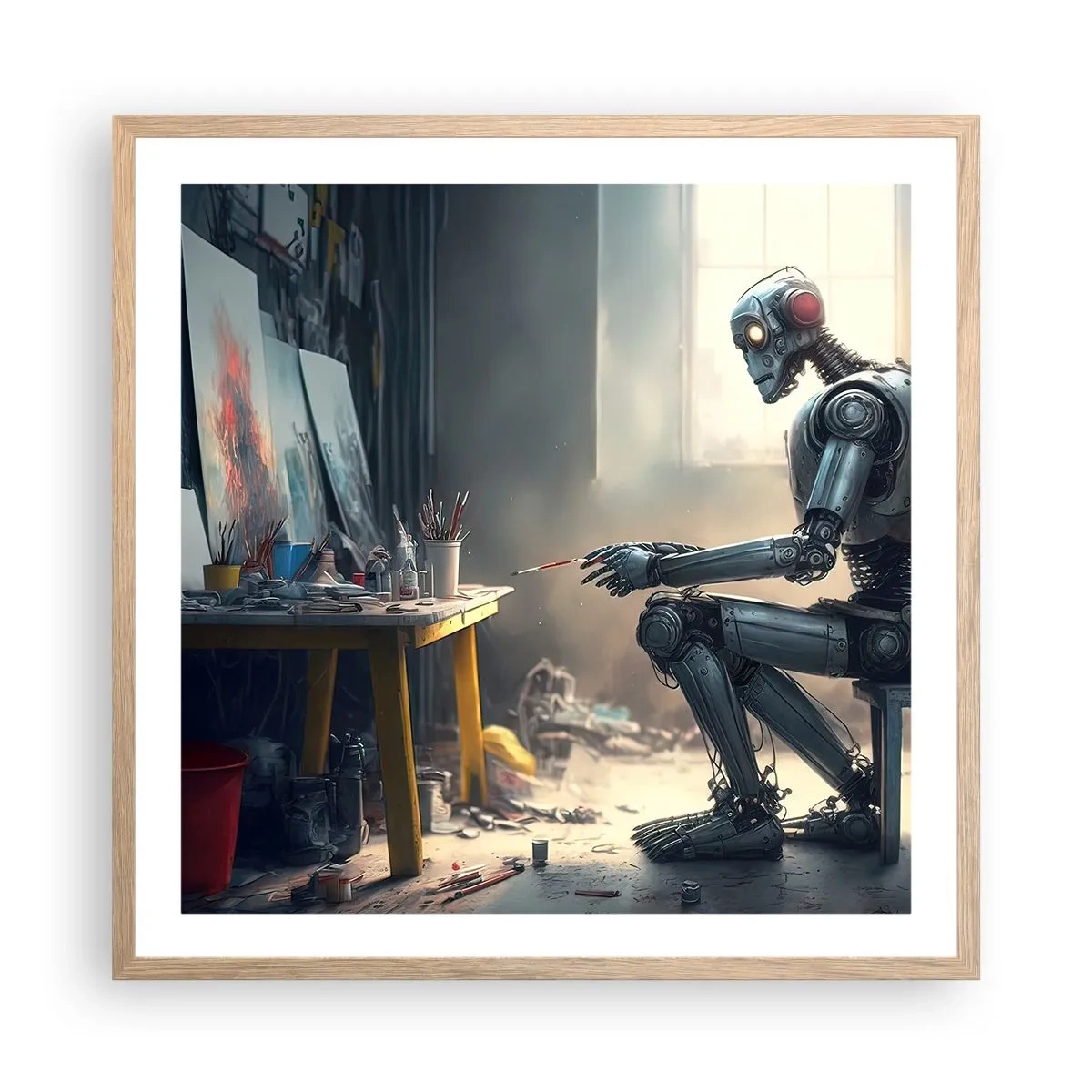 Poszter világos tölgy keretben - Az alkotás aktusa - 60x60 cm