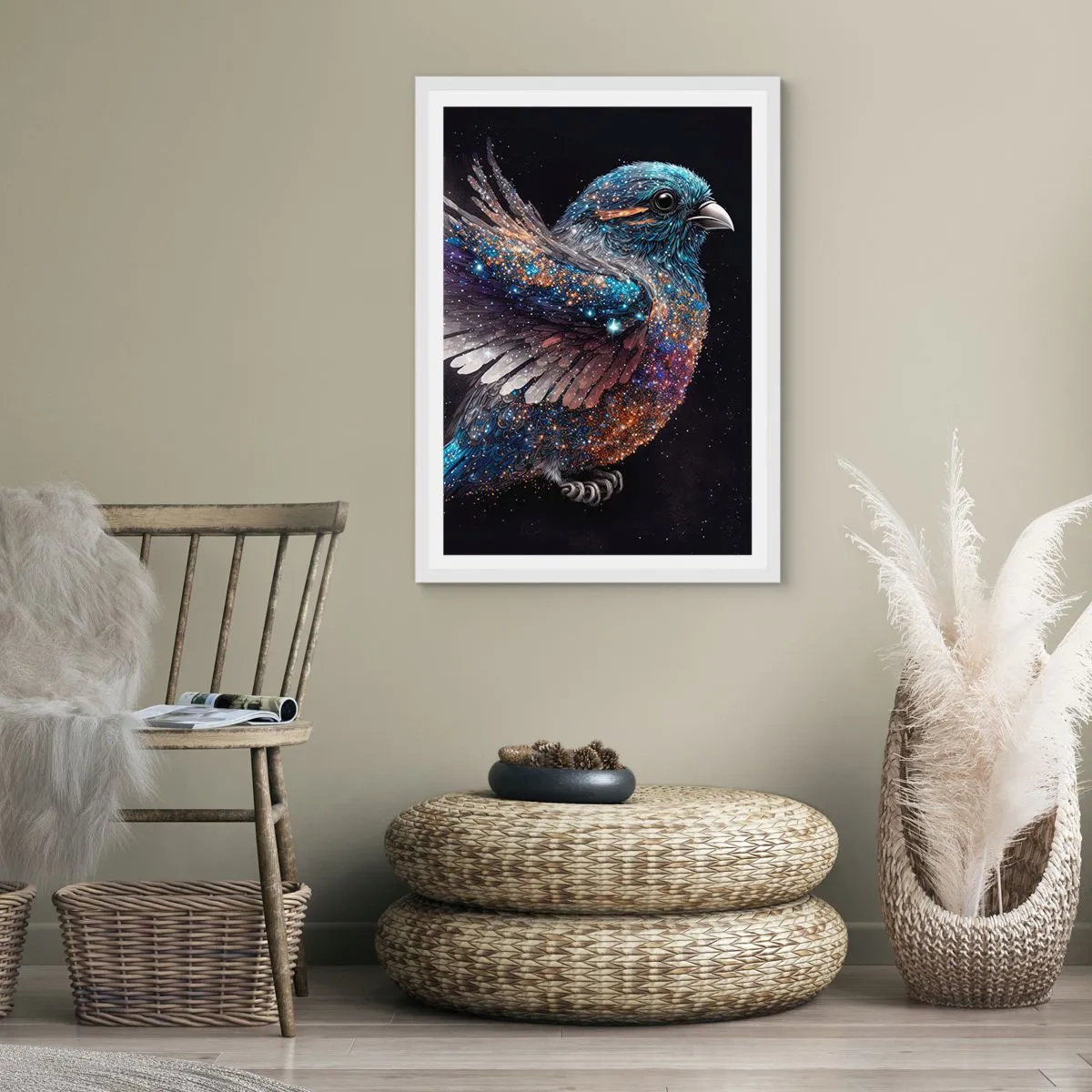 Poszter fekete keretben - Gyémánt veréb - 70x100 cm