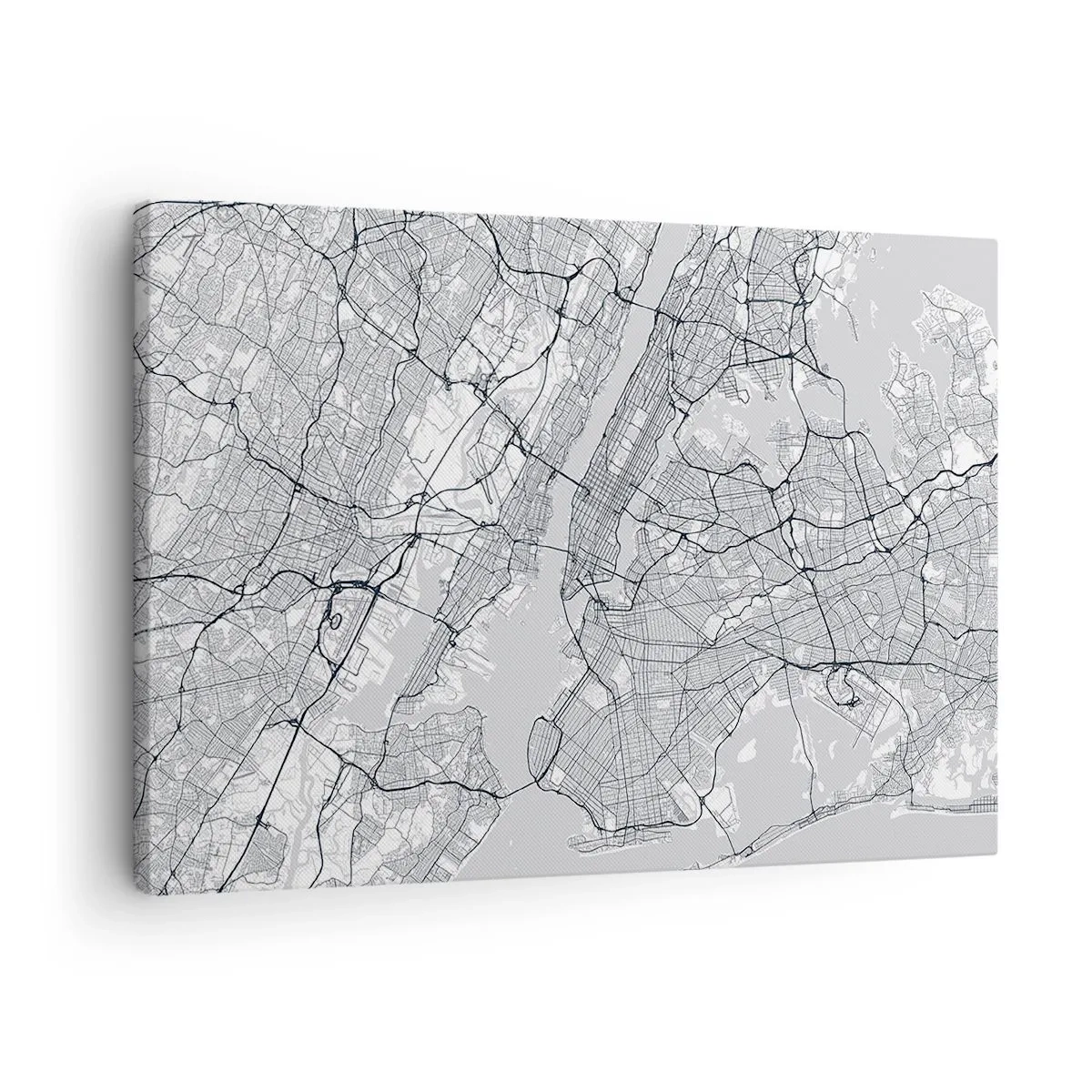 Vászonkép - Várostérkép minimalista stílusban, szürke alapon - 70x50cm - Metropolisz anatómiája - Modern fali dekoráció nappalihoz és hálószobához ARTTOR