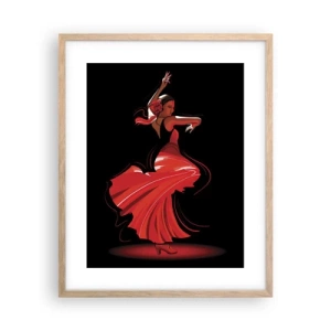 Poszter világos tölgy keretben - A flamenco tüzes szelleme - 40x50 cm