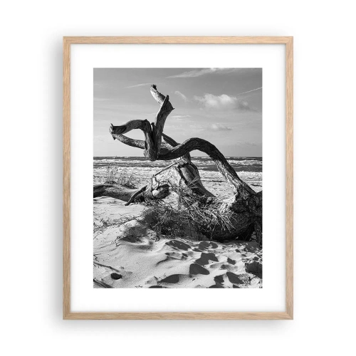 Poszter világos tölgy keretben - Tengeri szobor - 40x50 cm