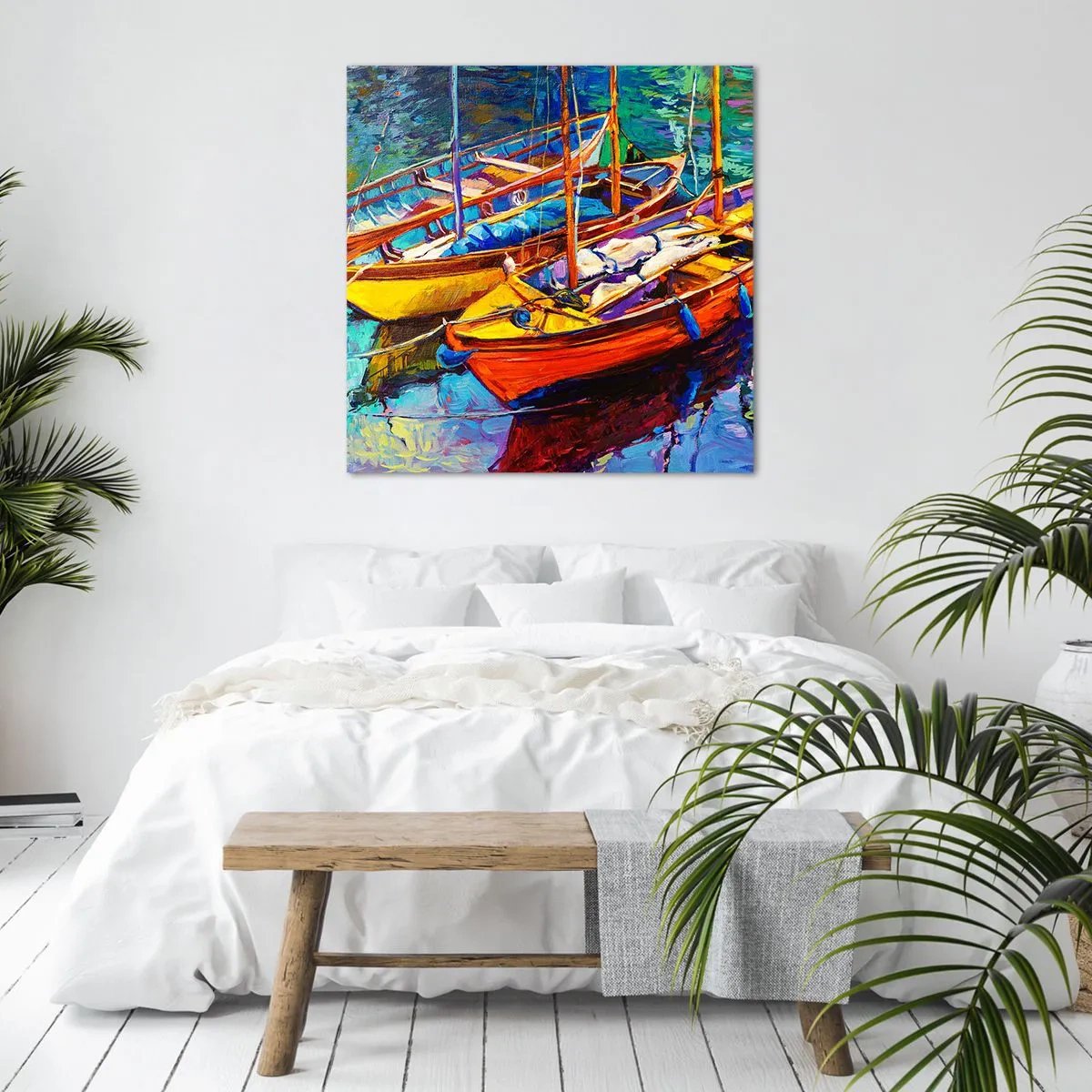 Vászonkép - Színektől sűrű vízen - 70x70 cm