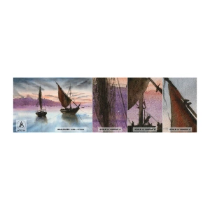 Fotótapéta Minta Premium Sand - Este a kikötőben - Vitorlások, Tengerpart, Tájkép - 100x30 cm