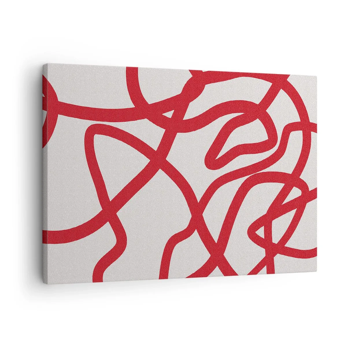 Vászonkép - Piros absztrakt vonalak fehér alapon - 70x50cm - Piros a fehéren - Modern fali dekoráció nappalihoz és hálószobához ARTTOR
