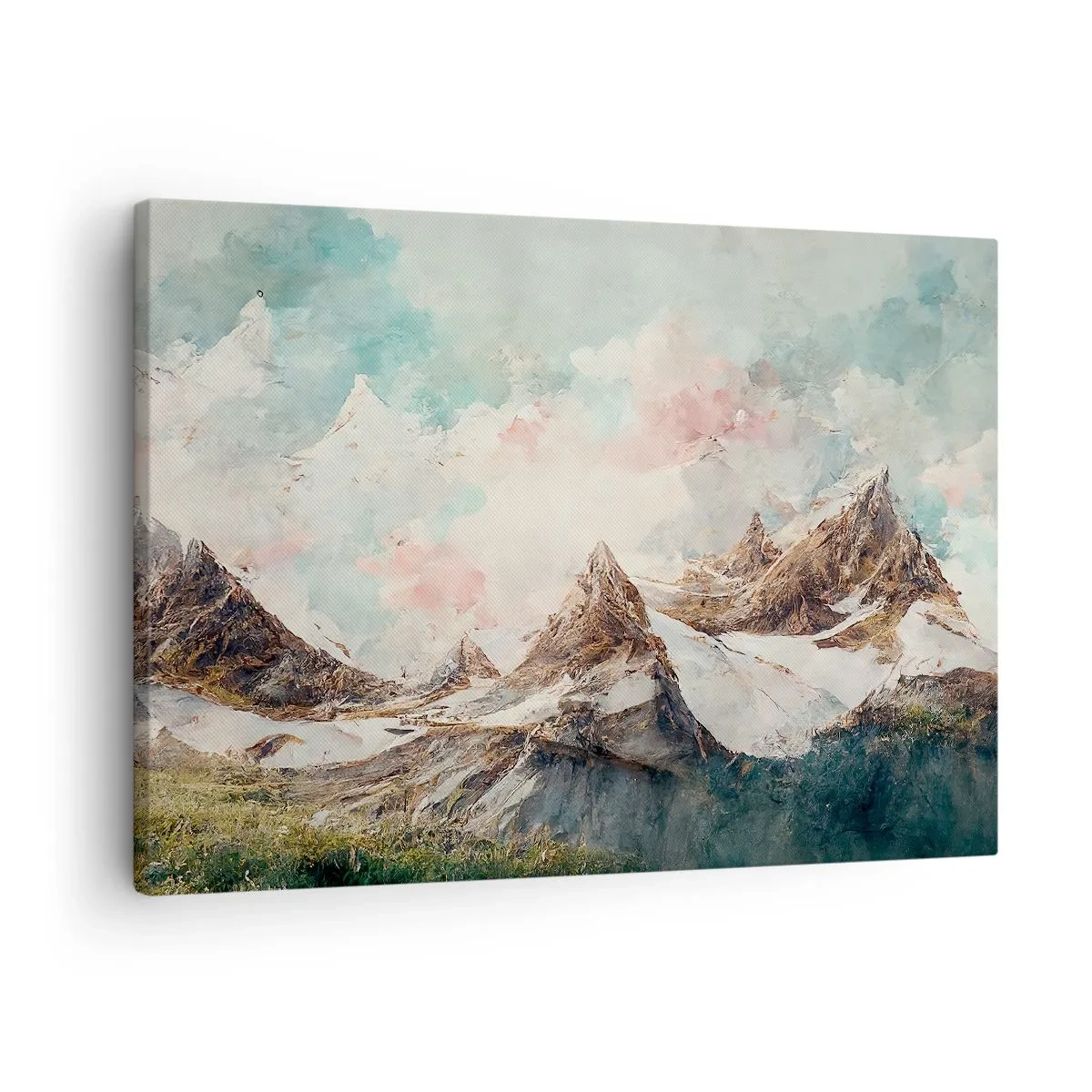 Vászonkép - Festői hegyek pasztellszínű égbolttal - 70x50cm - Sziklás pengék - Modern fali dekoráció nappalihoz és hálószobához ARTTOR