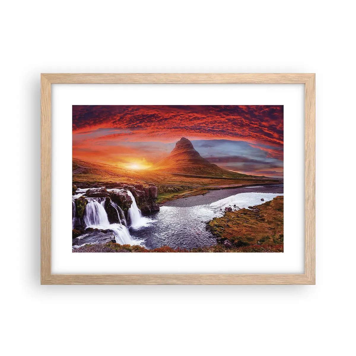 Poszter világos tölgy keretben - Középfölde kilátása - 40x30 cm