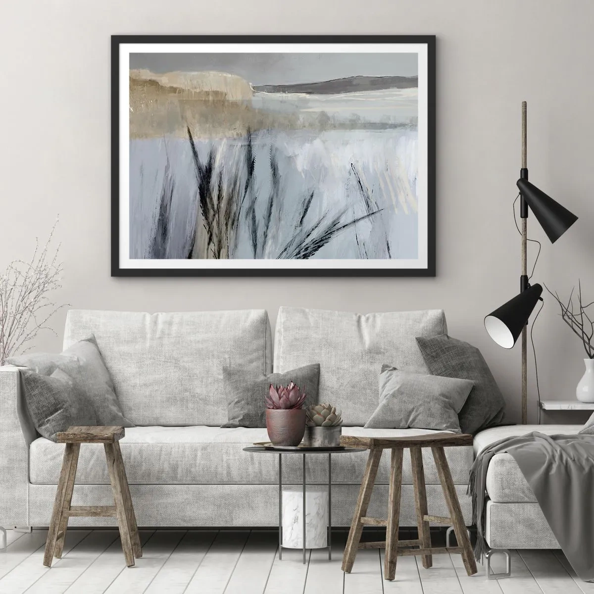 Poszter fehér keretben - Téli mezők - 70x50 cm